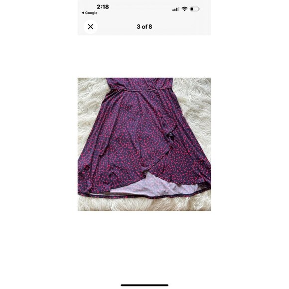 BCBG MAXAZRIA Navy & Red Polka-Dot "Like" Pattern Knee Dress, Sz S #1482 - Picture 5 of 16